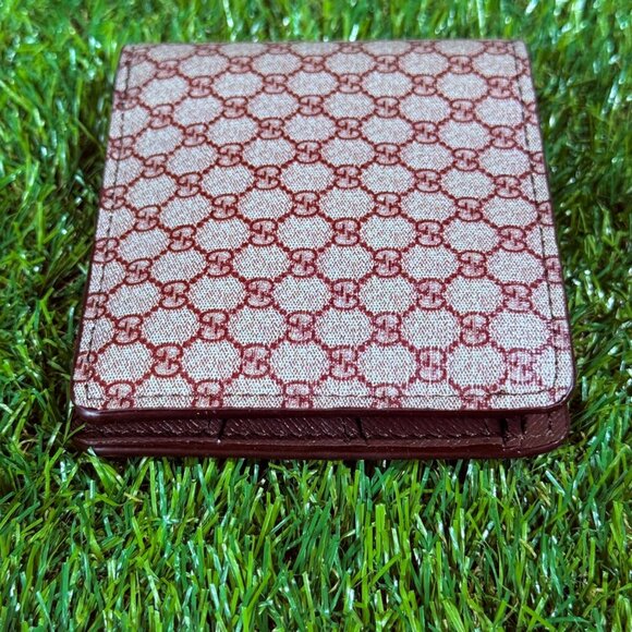 Gucci Web Bi-Fold Wallet In Beige Canvas and Brown Leather Trim - Picture 5 of 5